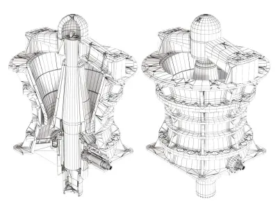 Gyratory Crusher Low-poly 3D model
