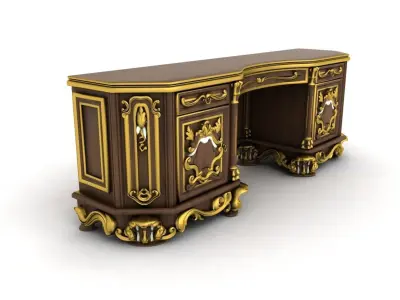 antique desk with drawers 3D model