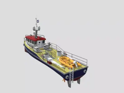 Offshore Supply Vessel Industrial Marine Ship Low-poly 3D model