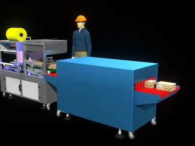 3D Industrials Shrink Wrapping Machine Low-poly 3D model