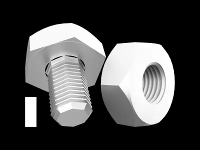 Hexagon bolts cartoon icon 3D model