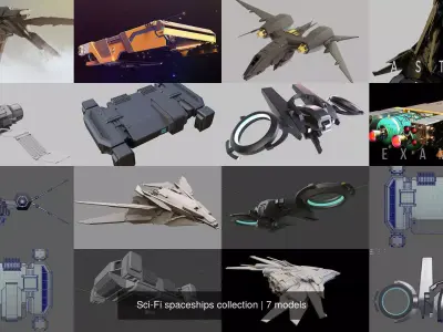 Sci-Fi spaceships collection 3D Model Pack