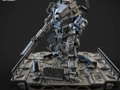 Big Particle Robot Static Pose Set 100mm approx height 3D print model
