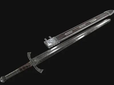 Templar Sword High Quality  - Game Ready Low-poly 3D model