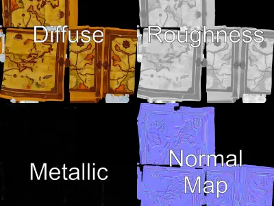 Antique Nautical Map Model Pack for Historical Projects and G... Low-poly 3D model