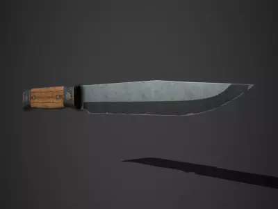 Hunting knife Low-poly 3D model 9