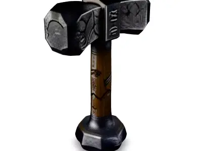 Realistic Viking War Hammer 3D Model Low-poly 3D model