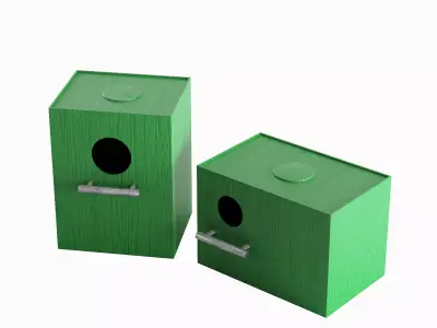 Colored Birdhouse 03 Low-poly 3D model