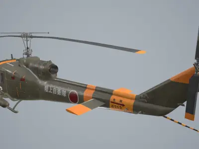 Bell UH-1B JGSDF Basic Animation Low-poly 3D model