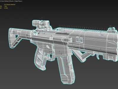 3D Futuristic Weapon Low and High Low-poly 3D model