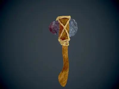 Bloody Stone Axe Low-poly 3D model