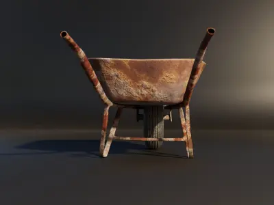 Old Rusty Wheelbarrow Low-poly 3D model