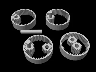 Industrial gear mechanical modules 3D print model