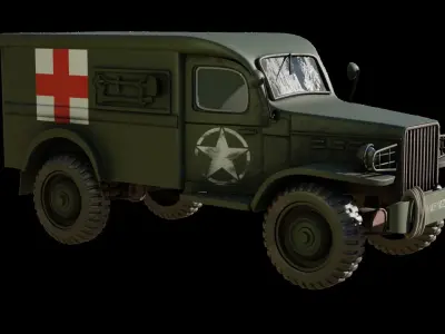 3D model 1940s war dodge truck Low-poly 3D model