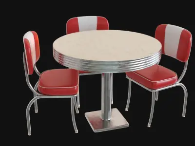 Retro Diner 50s Table Free low-poly 3D model