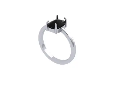 Cushion Solitaire Ring 3D print model 2