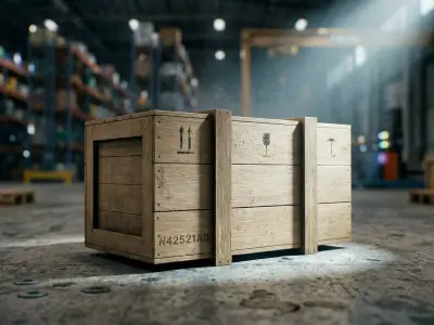 Medium wooden box Low-poly 3D model