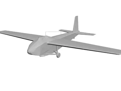 Old military aircraft concept Low-poly 3D model