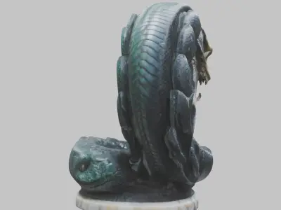Marble Serpent Snake Sculpture Jade Carved Reptile Low-poly 3D model