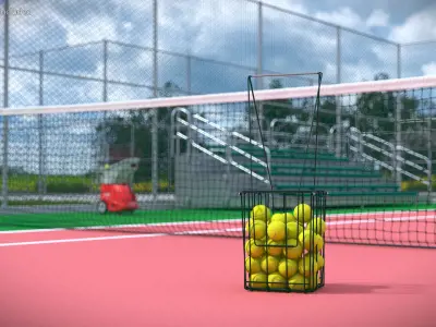 Wire Tennis Ball Hopper Basket 3D model