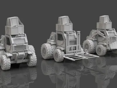 Industrial Machinery Vehicle - Pack Of 3 - Untextured 3D model