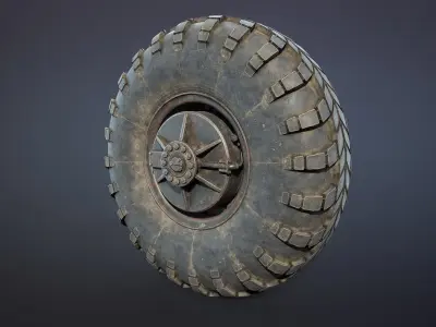 Truck Wheel 04 BRDM Low-poly 3D model