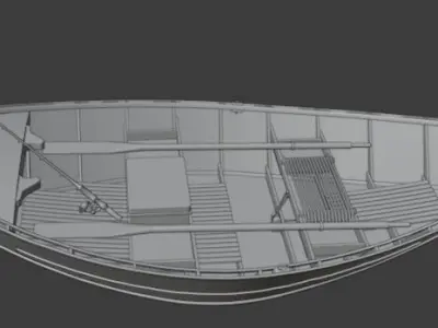 Draft Boat Low-poly 3D model