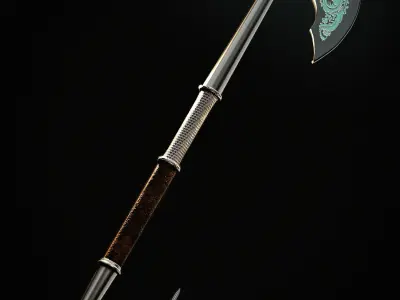 Dragon axe with hidden dirk Low-poly 3D model