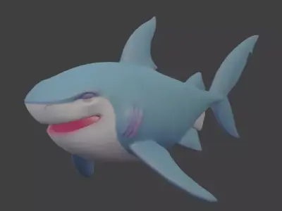 Stylized shark midpoly Free 3D model