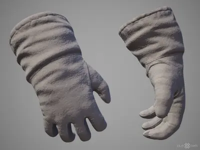 WWII Gloves Low-poly 3D model