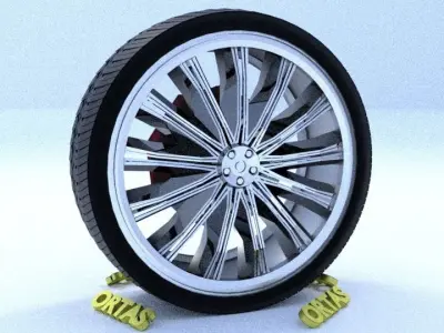 ORTAS CAR RIM 40 GAME READY RIM TIRE AND DISC 3D model