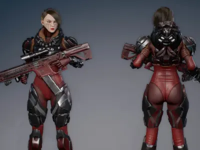 SCI-FI girl Sophy Low-poly 3D model