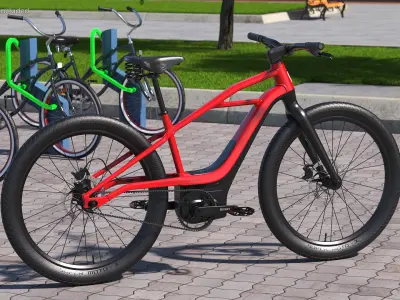Electric Bike Harley Davidson Red 3D model