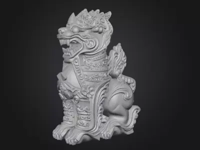 Mythical Stone Guardian Lion 3D print model