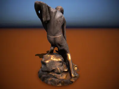 Sculpture Fisher fontaine Low-poly 3D model Low-poly 3D model