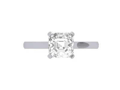 Asscher Solitair Ring 3D print model