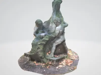 monument14 fountain with two statues 3D model