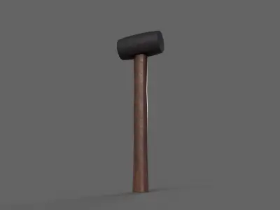 PBR Rubber Mallet Hammer Wood3 Low-poly 3D model