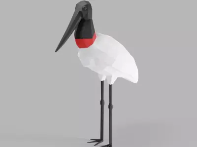 Low Poly Bird stork Low-poly 3D model