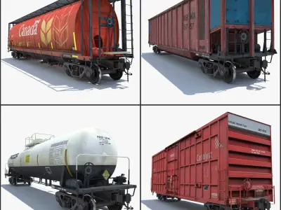  Train 4 Freight Cars 