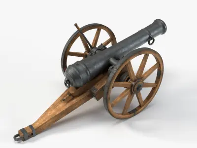 Medieval style ramadan cannon with 4K PBR textures 3D model