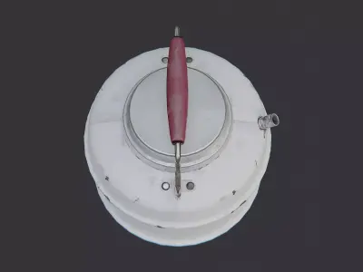 Military Metal Canteen with Lid Low-poly 3D model
