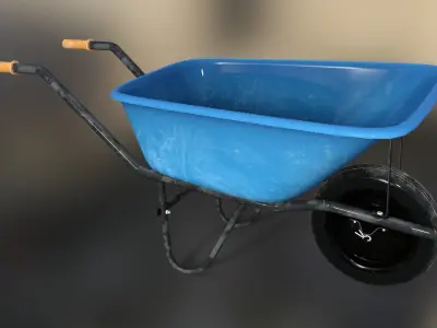 wheelbarrow Low-poly 3D model 3