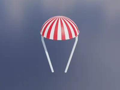 Parachute striped umbrella Free 3D model