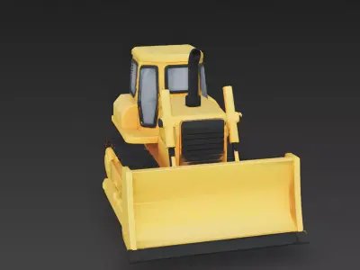 Stylized Heavy Bulldozer 3D Model Low-poly 3D model