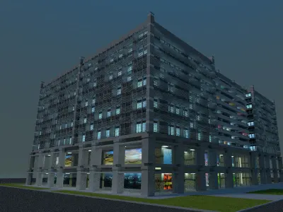Building 3 at night 3D model