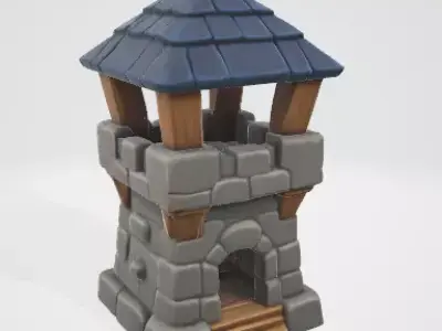 Old Fortress Stone Tower 3D Asset 3D model