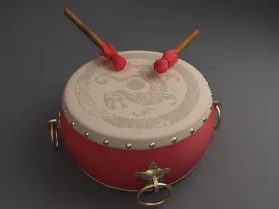 drum wood music instrument taiko classic antique barrel  3D model