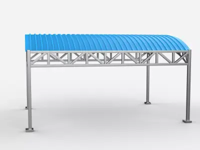 steel frame carport 06 3D model