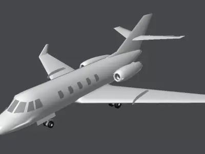 Learjet private jet Low-poly 3D model